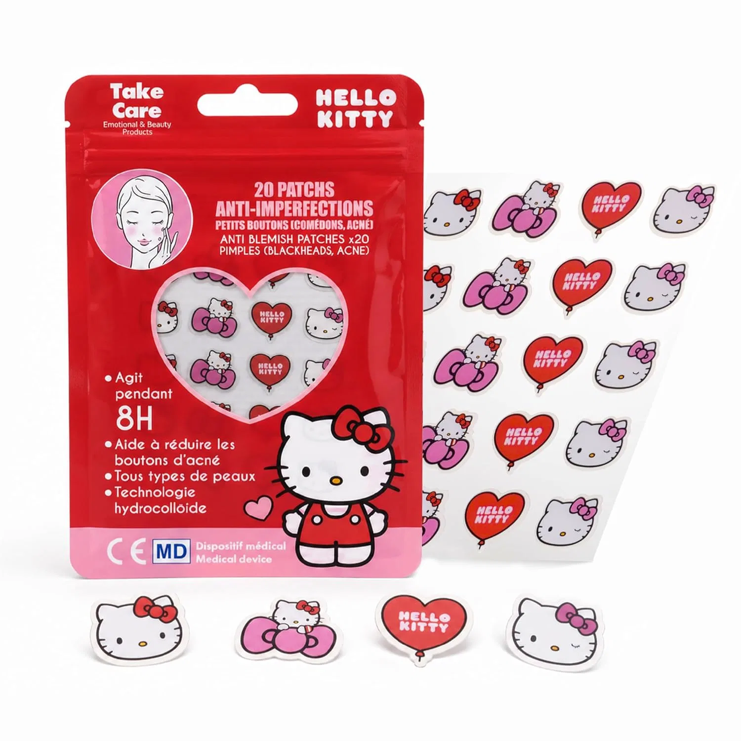 Гидроколлоидные патчи от прыщей «Hello Kitty» в форме звезд, 20 шт. Mevsim Store, Hello Kitty Pack Of 20