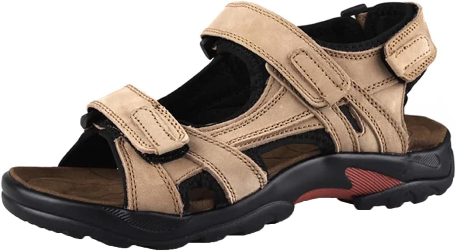 

Мужские спортивные пляжные туфли на открытом воздухе, сандалии из натуральной кожи, легкие сандалии с открытым носком Generic, хаки