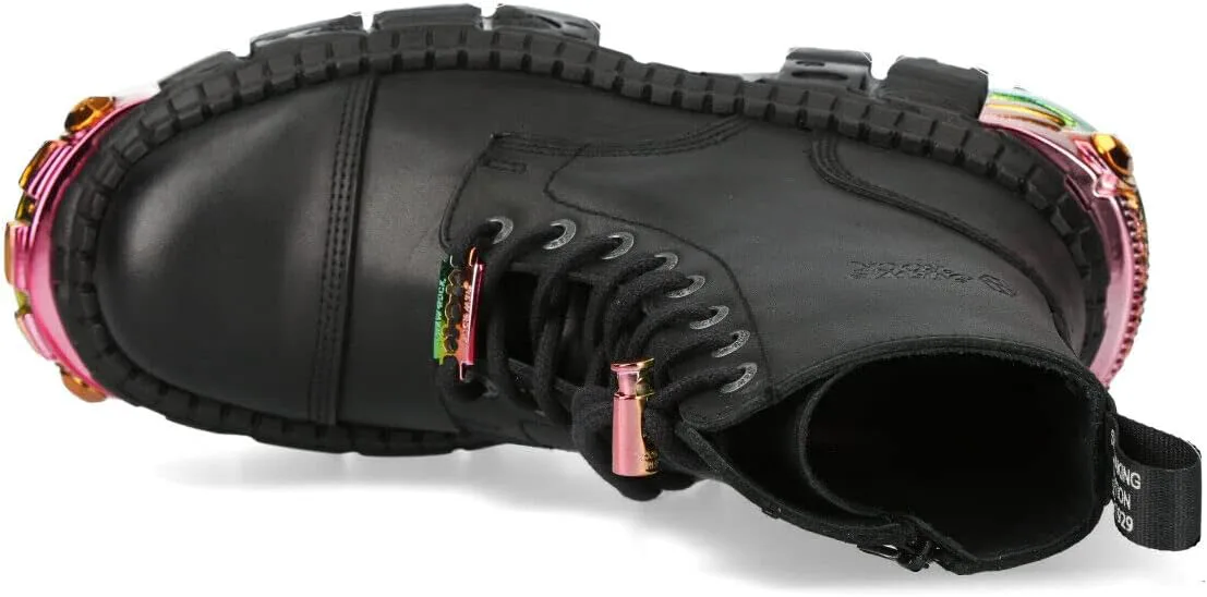 

Ботинки New Rock WALL83CCT-S8 унисекс металлические черные кожаные платформенные готические, черный