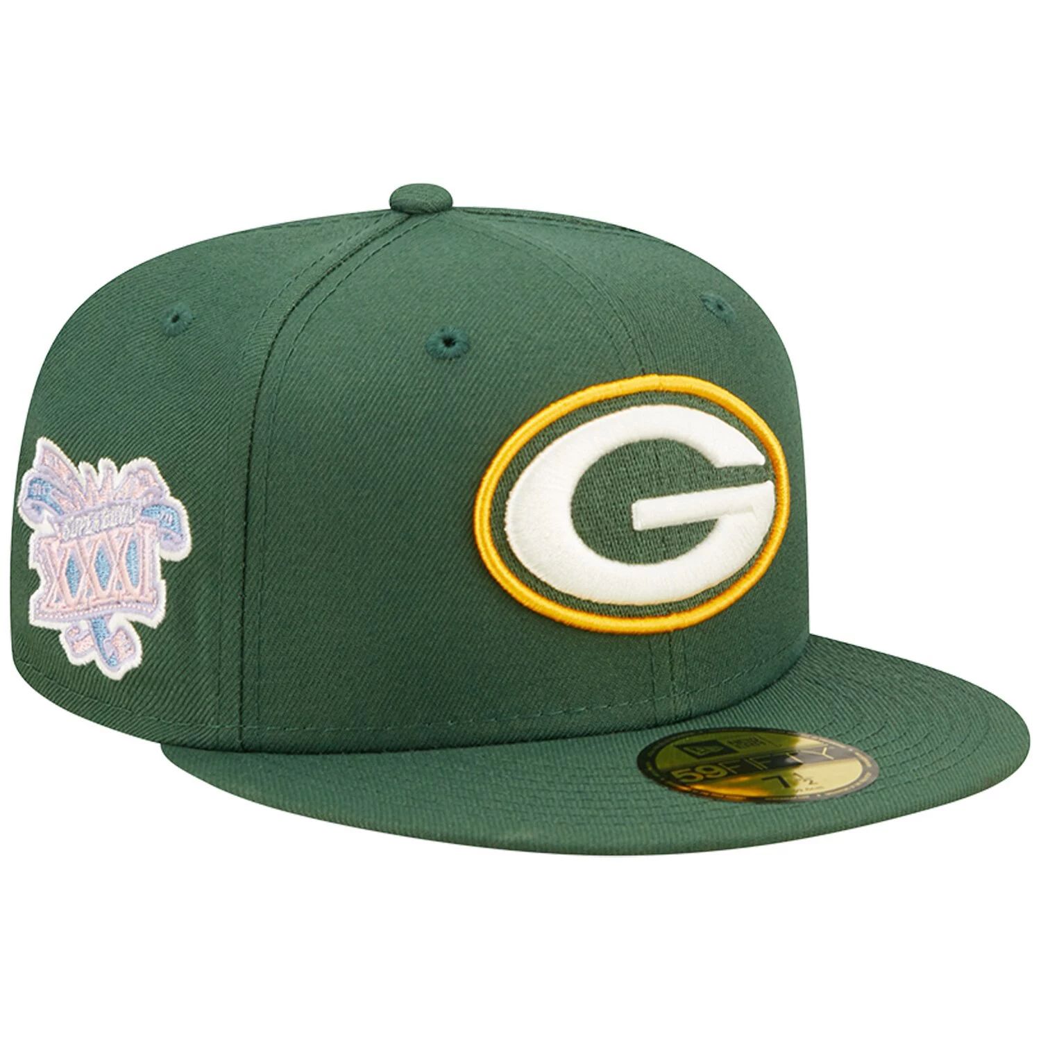 

Мужская шляпа New Era Green Green Bay Packers Super Bowl XXXI Purple Pop 59FIFTY