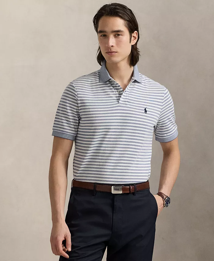 

Мужская классическая полосатая поло из сетчатой ткани Polo Ralph Lauren, синий