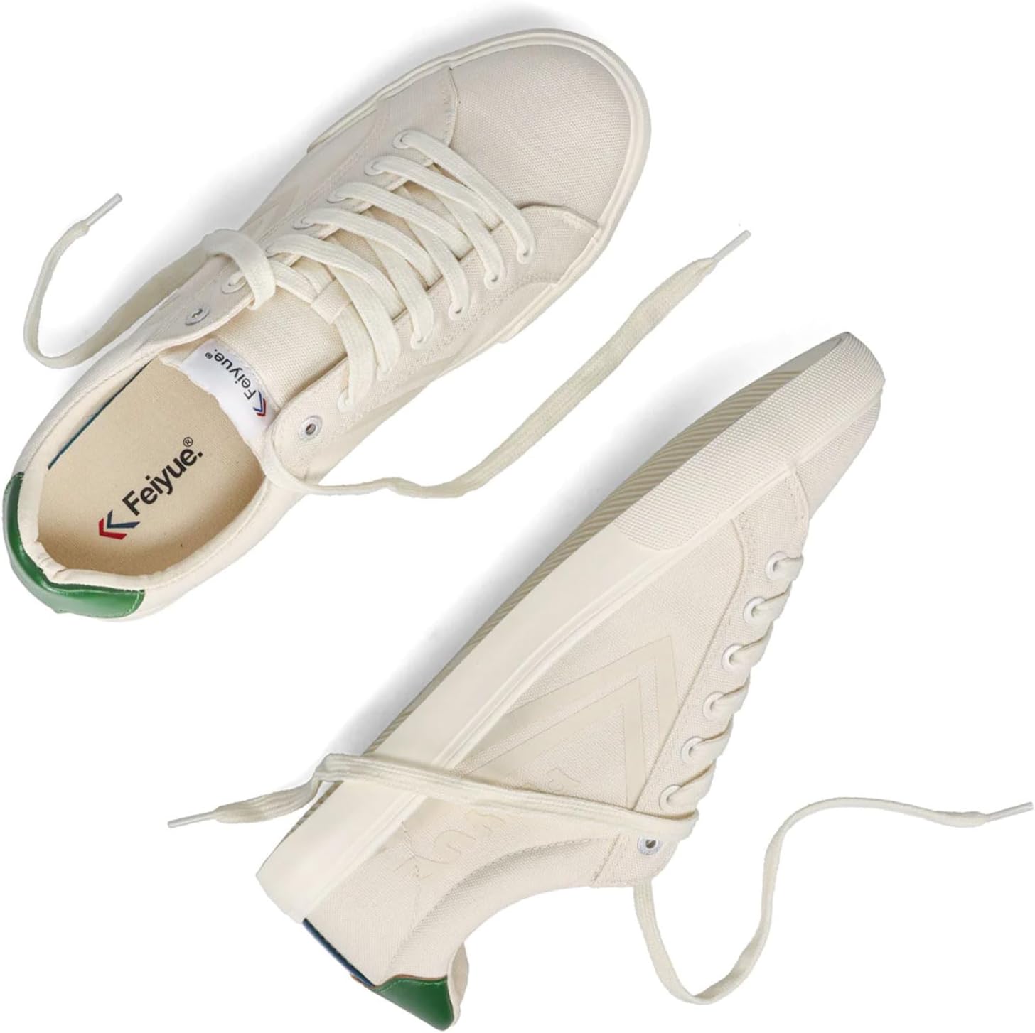 Кеды FEIYUE Fe Lo AV Canvas для повседневного ношения, унисекс, низкие с классическими шнурками, слоновая кость/зеленый — фото 3