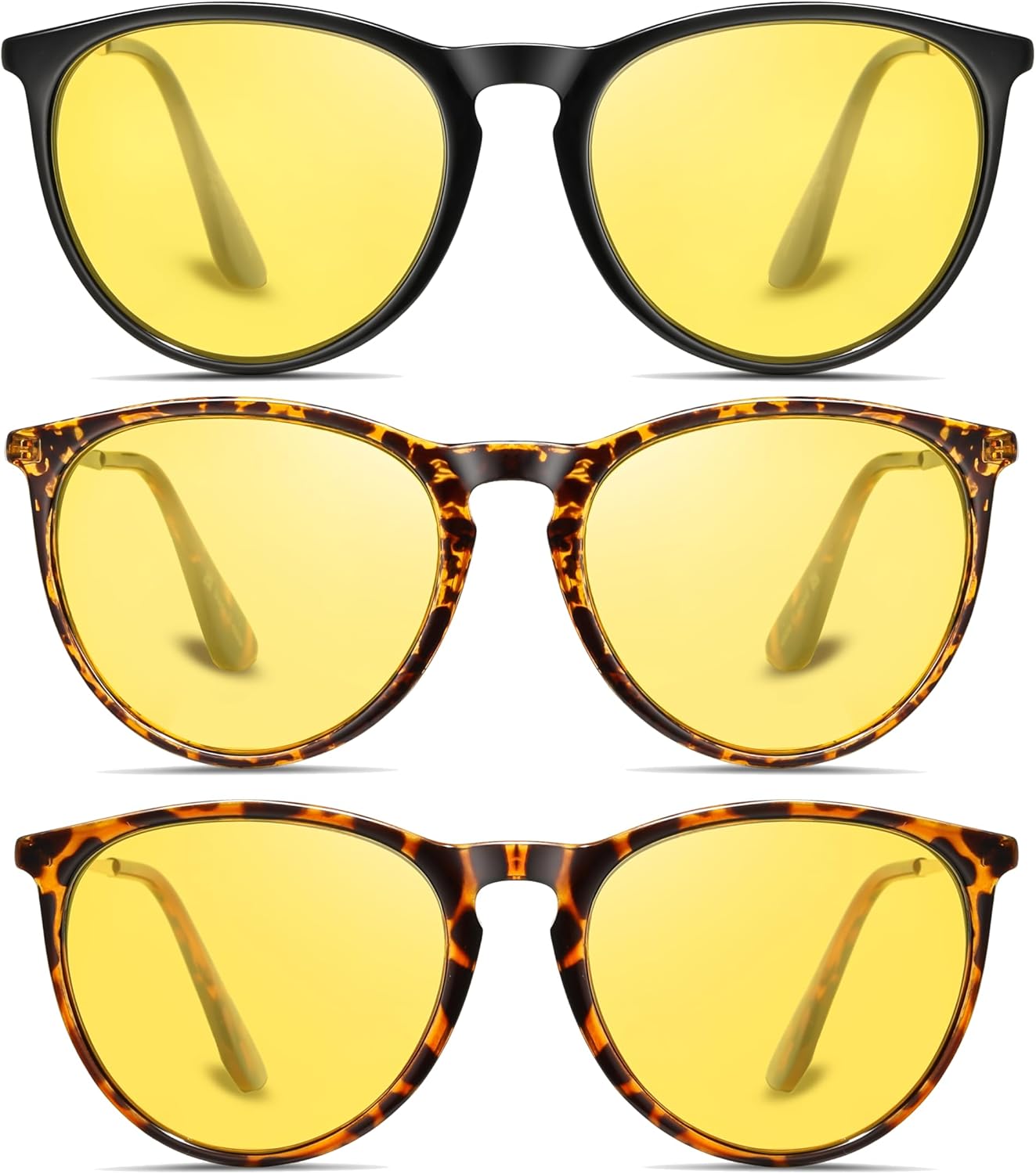 

Поляризованные солнцезащитные очки MASDUN для женщин, круглый классический дизайн, линзы с защитой от УФ-излучения, стильные солнцезащитные очки (3 шт.), Black+leopard+tortoise Frame Night Vision Lens