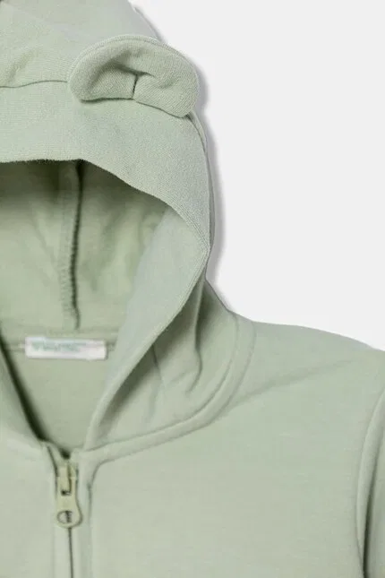 Детская кофта на молнии из мягкого хлопка United Colors of Benetton, зеленый — фото 3