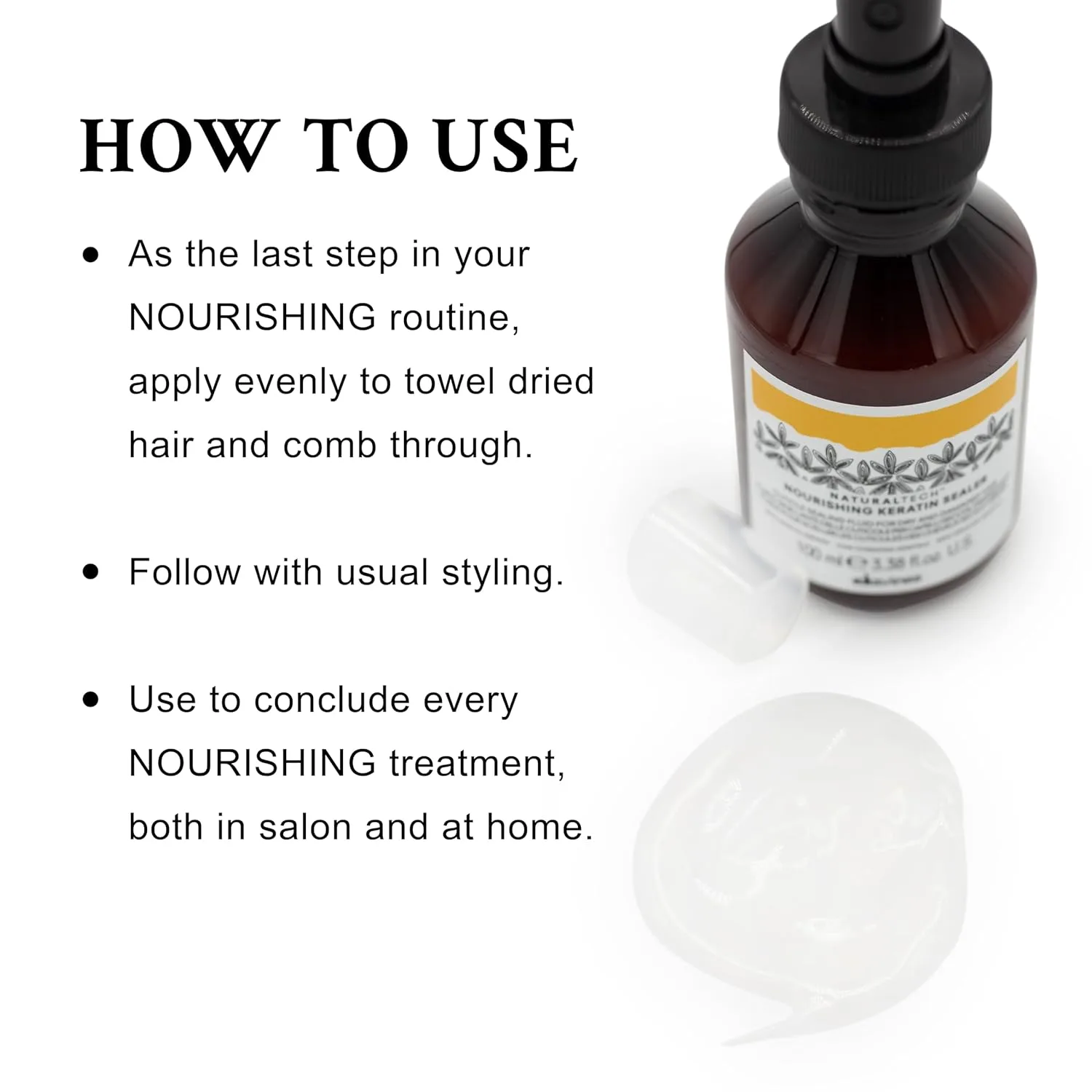 Davines Naturaltech Nourishing Keratin Sealer, восстанавливающий и увлажняющий уход для сухих и поврежденных волос с растительным кератином, 100 мл — фото 4