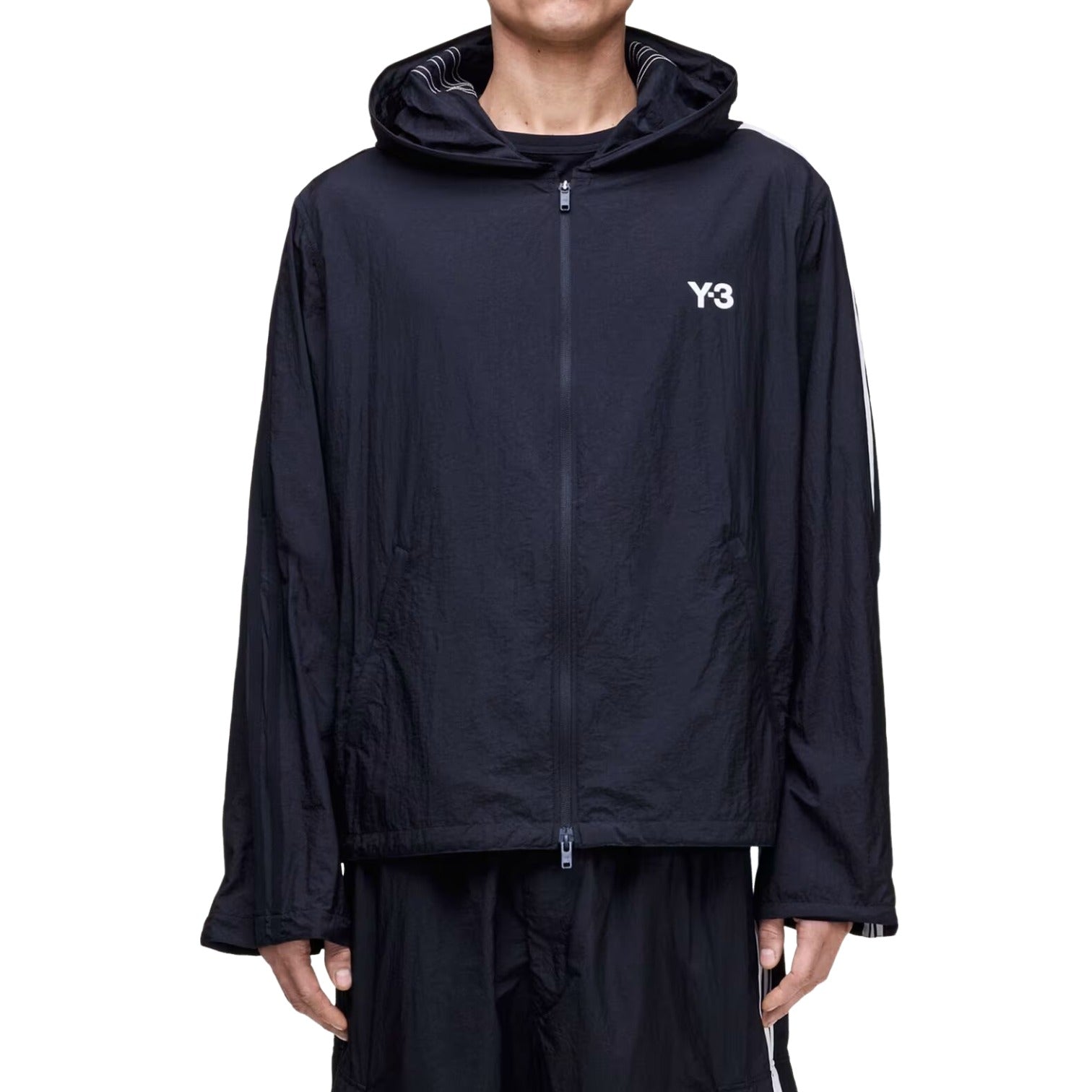 Спортивная футболка Adidas Y-3 Nylon Wired 3 Stripes Track Top 'Black' — фото 3