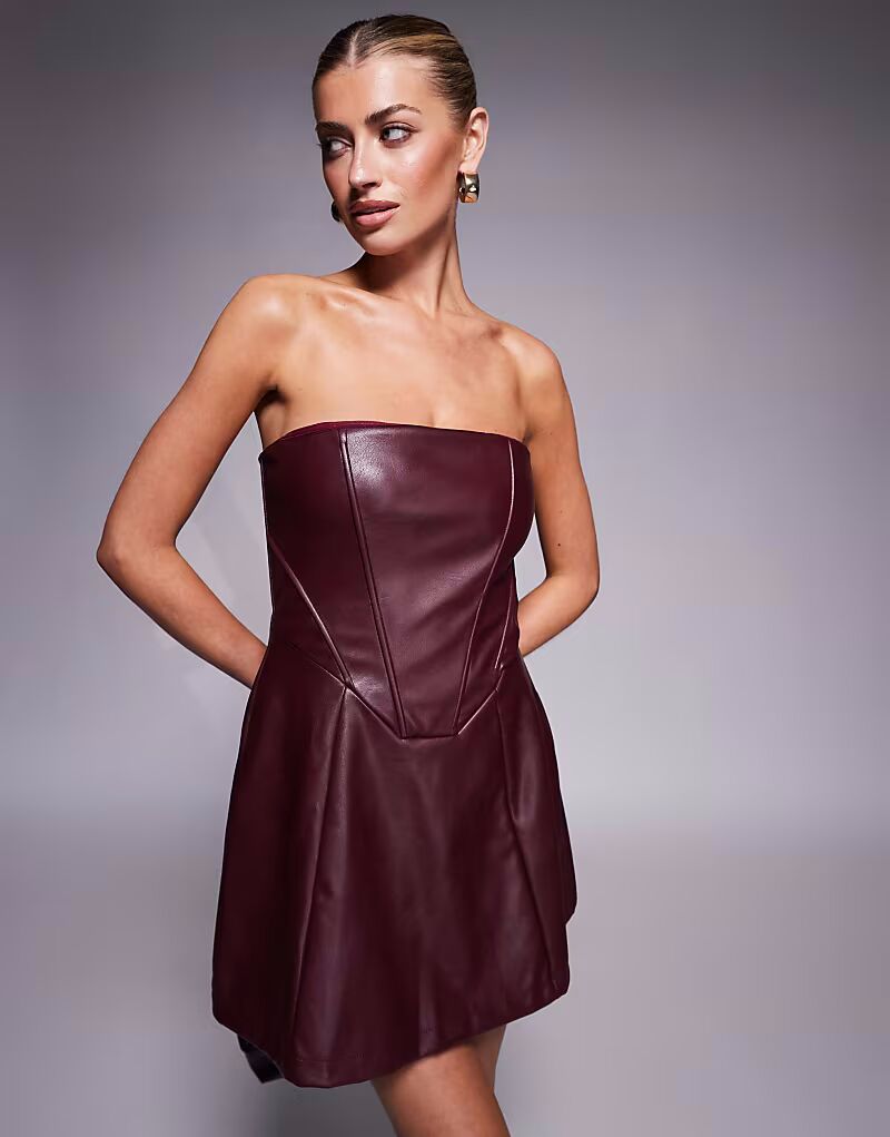 

Мини-платье Jaded Rose из структурированного полиуретана цвета бычьей крови