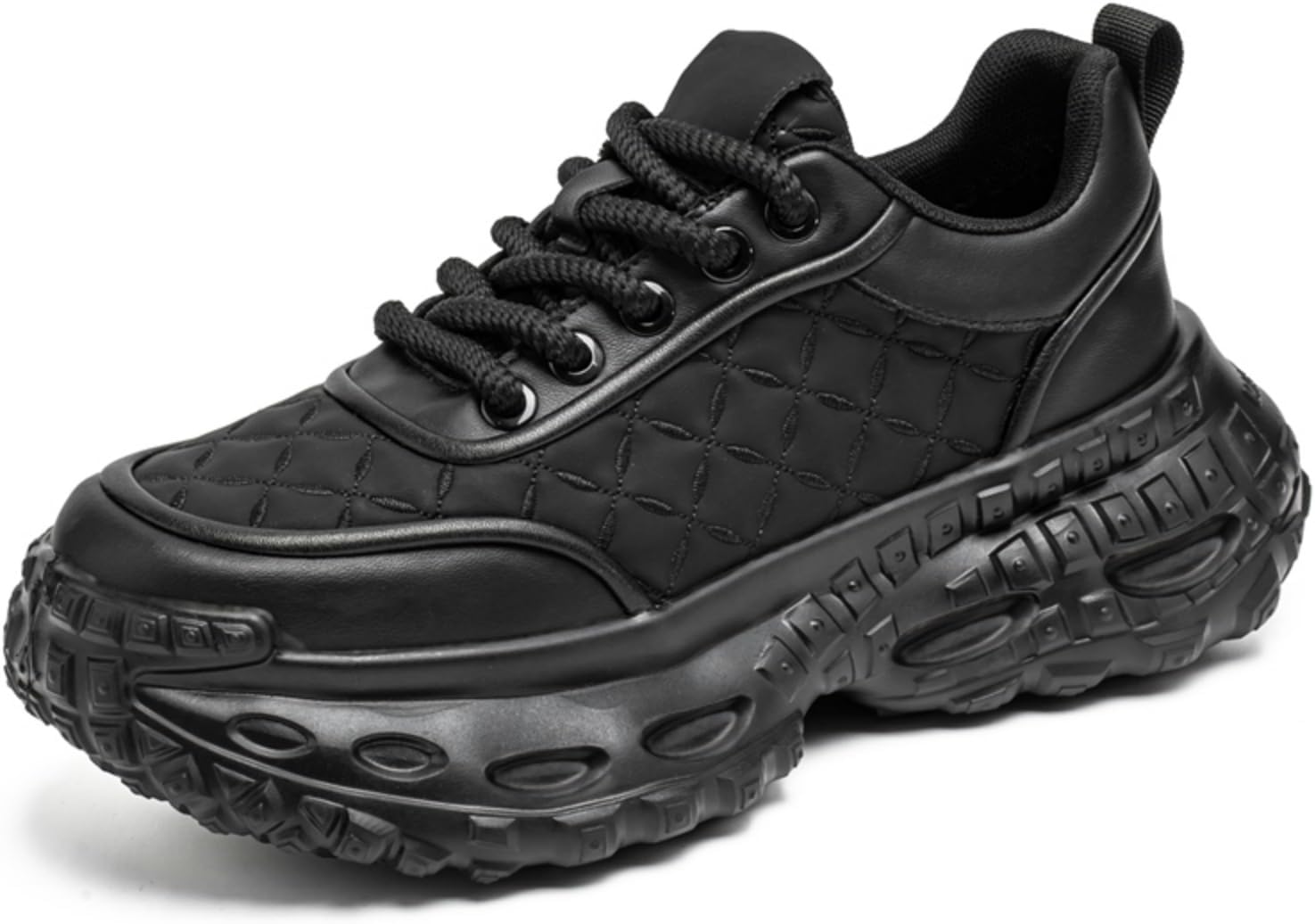 

Мужские кроссовки с массивной подошвой и стеганым узором для повседневного комфорта и прогулок Kelibasi, черный