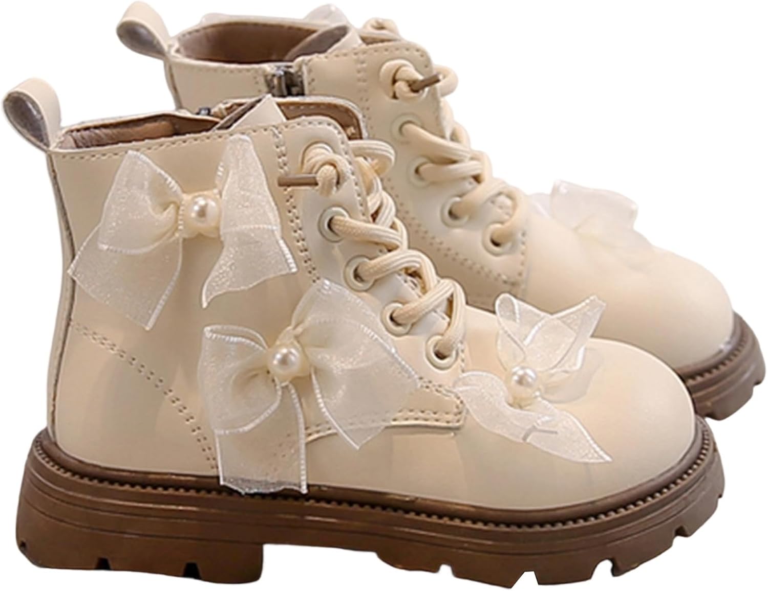 

Детские зимние ботинки для девочек до середины икры, вязаные, с флисовой подкладкой, высокие до колена, с боковой молнией, модные панк-башмачки из кожи, для детей 3-12 лет Generic, 02-Beige