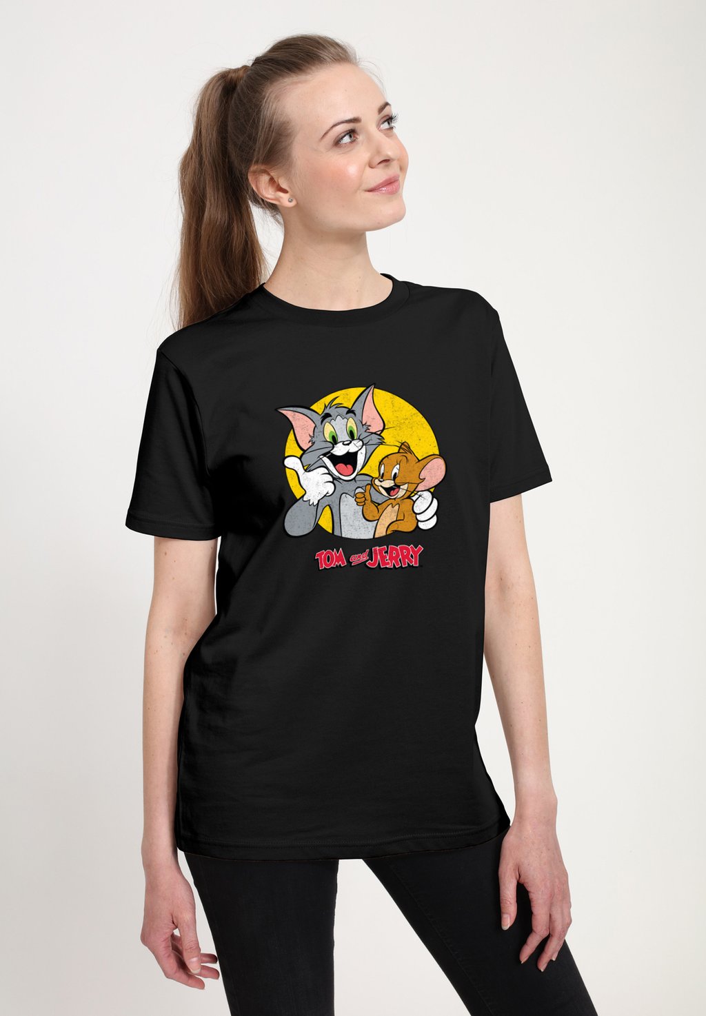 

Футболка с принтом TOM AND JERRY THUMBS UP Henry Tiger, черный