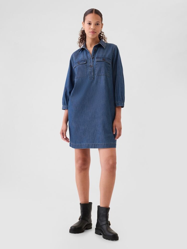 

Платье мини из ультрамягкого денима в практичном стиле Gap, синий