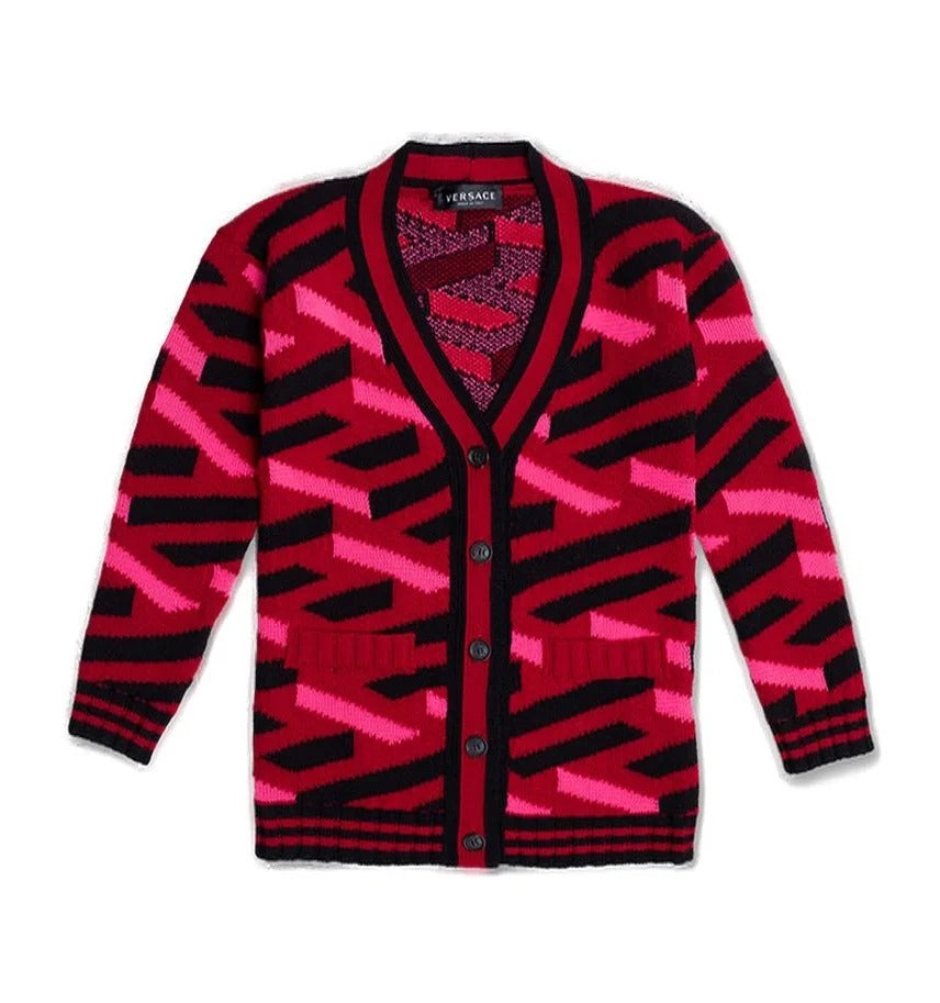 

Молодежный Versace Kids Кардиган с длинным рукавом La Greca, размер 4 года Young Versace, красный