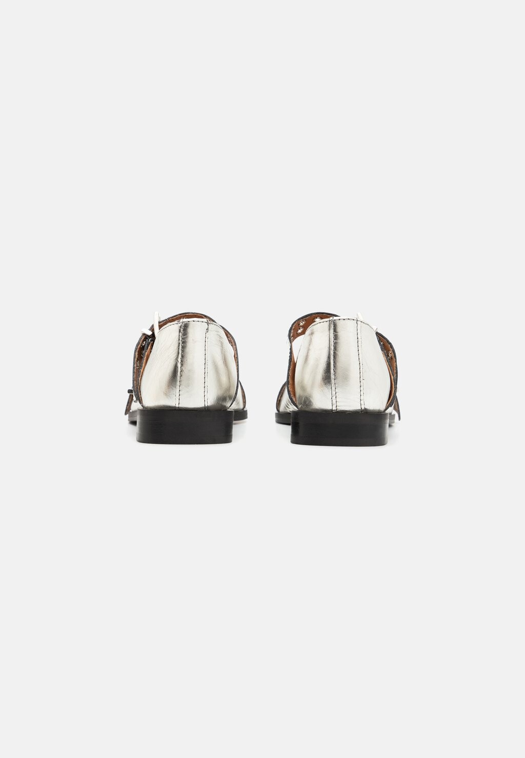 Балетки с ремешком на щиколотке BIAVICTORIA DOUBLE BUCKLE BALLET FLAT METALLIC Bianco, серебристый — фото 4