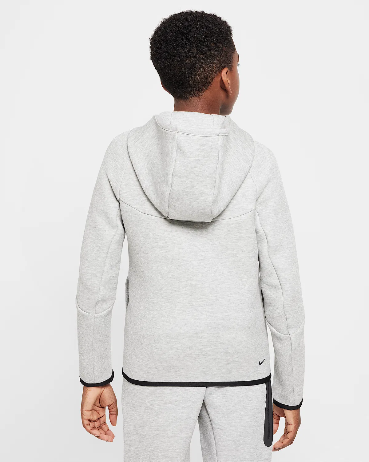Детская худи Nike Sportswear Tech Fleece на молнии, Dark Grey Heather/Dark Grey Heather/Black/Black — фото 2