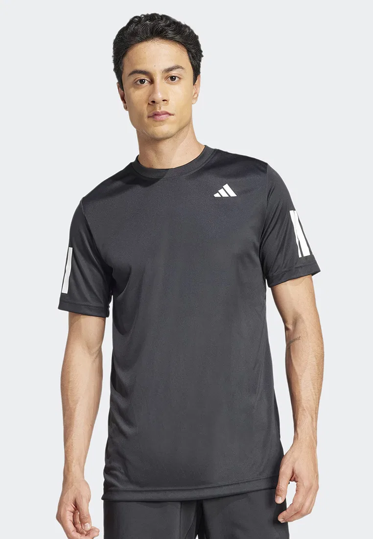 Футболка теннисная Climacool с тремя полосками, Club, Adidas, черный