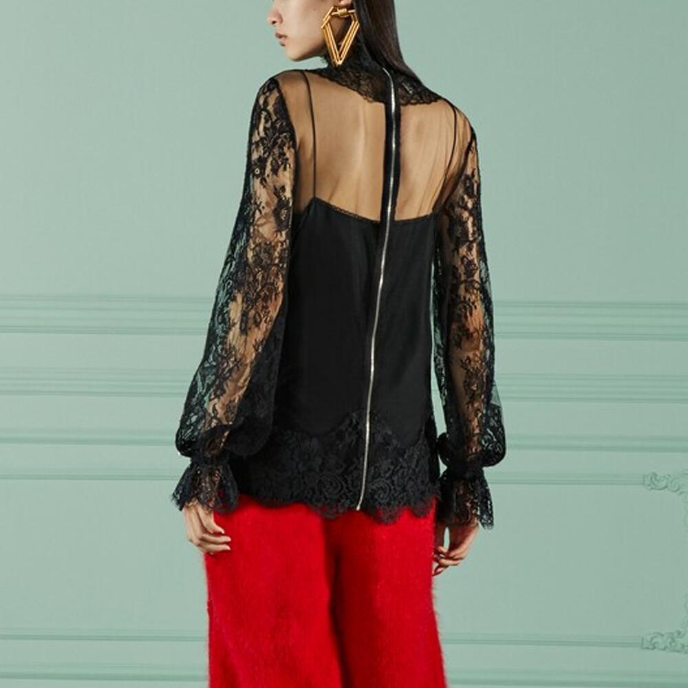 Рубашка женская черная Gucci — фото 4