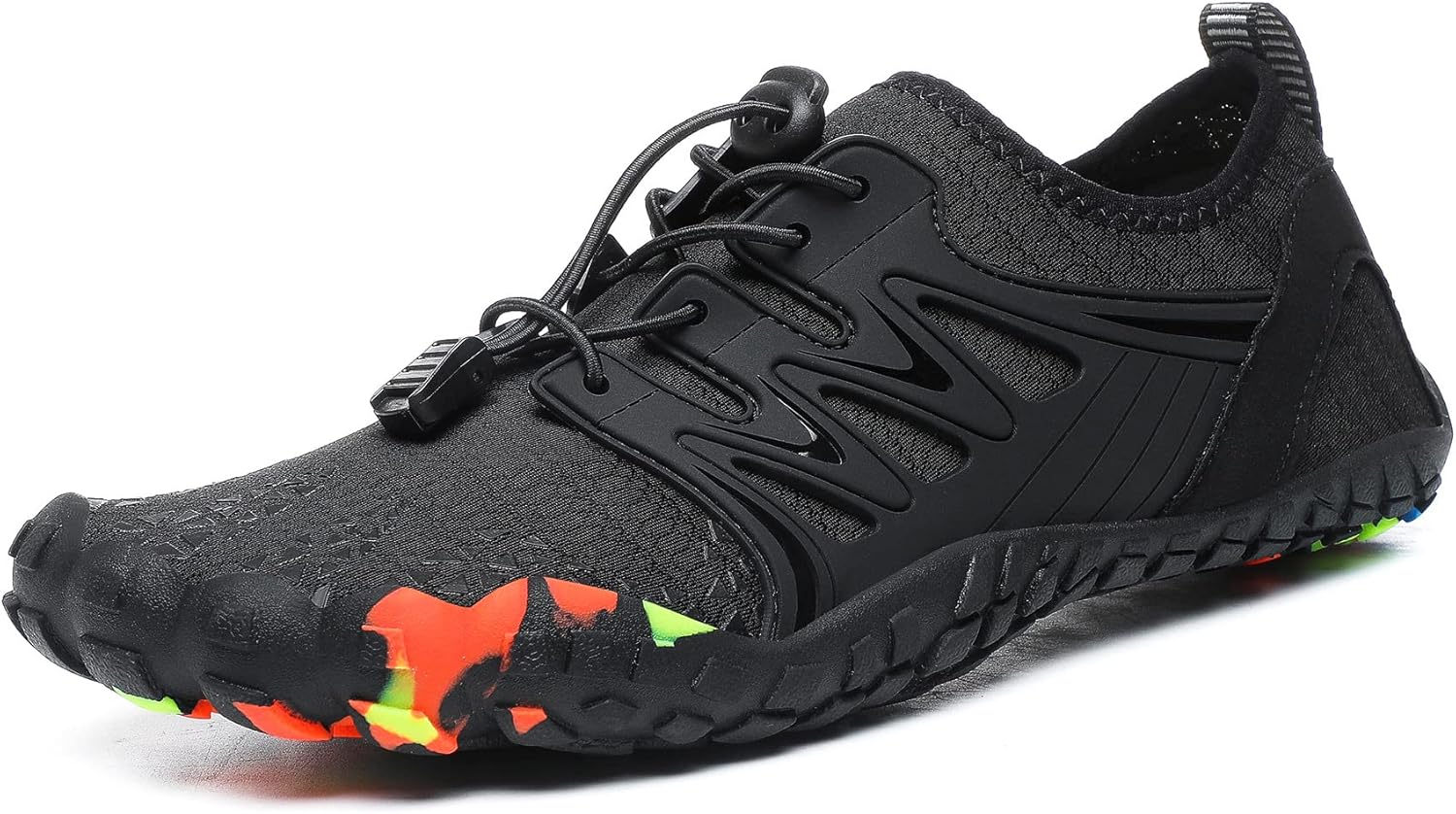 

Мужские водные кроссовки быстрого высыхания для пляжа и рыбалки, босоножки для плавания, походов и активного отдыха, нескользящие спортивные кроссовки с дренажной системой, легкие прогулочные кроссовки с защитой пальцев Qacksv, черный