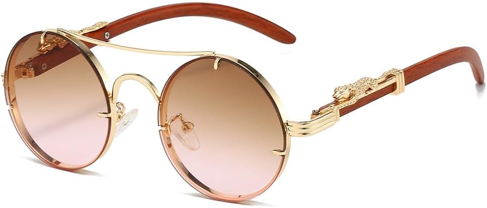 

Винтажные круглые солнцезащитные очки для мужчин, модные, с двойной перемычкой, разноцветные, для женщин, ретро, ​​стильные, роскошные солнцезащитные очки LVTFCO, Golden-tea Pink