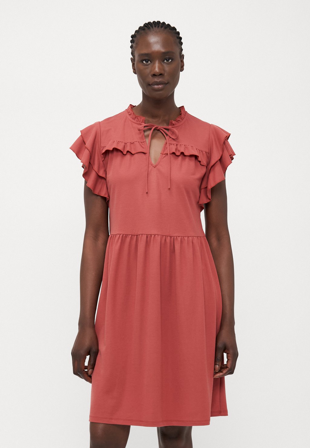 

Платье из джерси VMANINA SHORT FRILL DRESS Vero Moda Tall, темно-коричневый