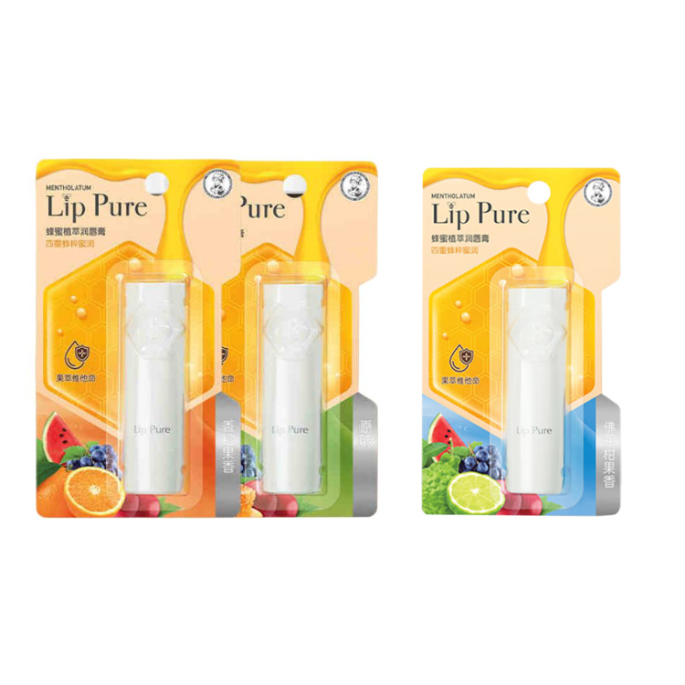 Набор бальзамов для губ Mentholatum Lip Pure натуральной растительной серии (оригинальный, бергамот и апельсин), 4 г*3