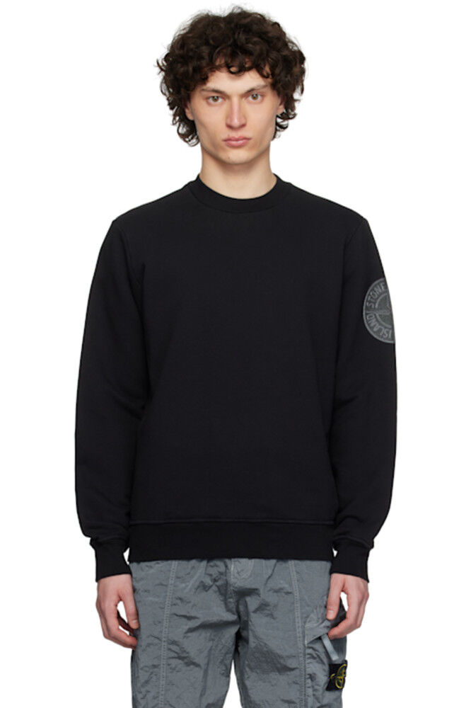 

Черная хлопковая флисовая толстовка Stone Island