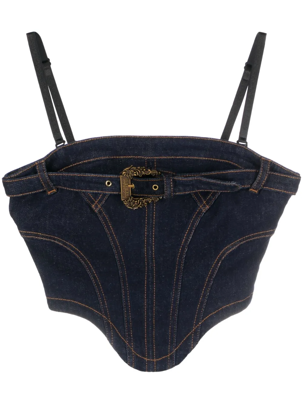 

Укороченный джинсовый топ с пряжкой Baroque Versace Jeans Couture, синий