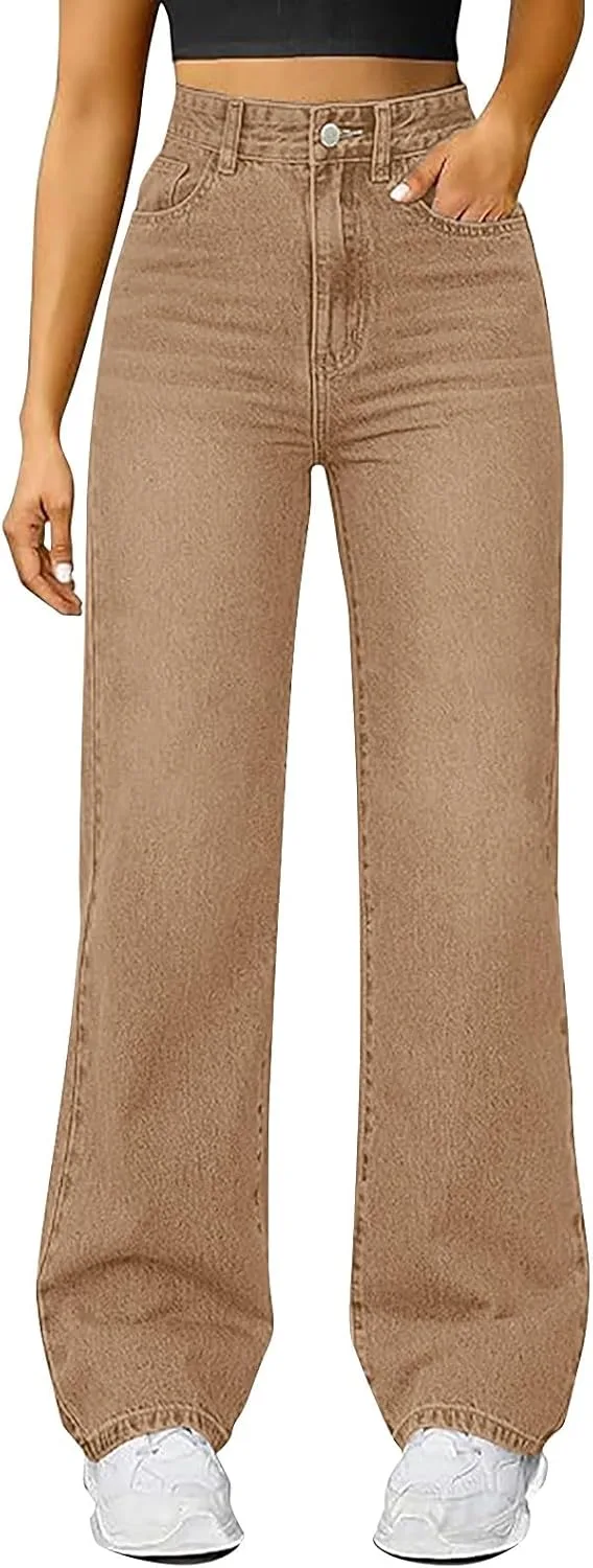 

Женские джинсы wide leg с высокой посадкой и эластичным поясом