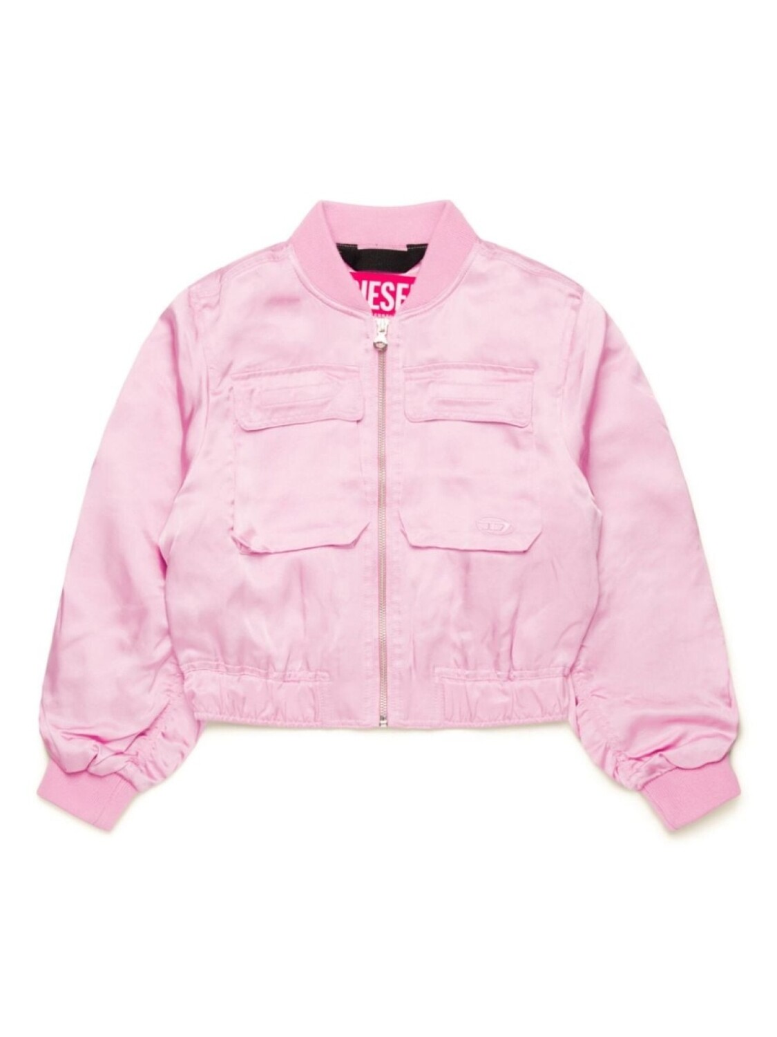 

Diesel Kids атласная куртка-бомбер, розовый