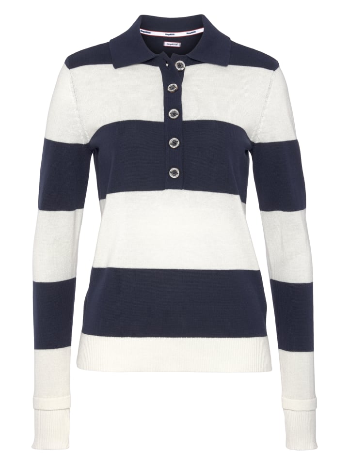 

Свитер с воротником-поло в темно-синем и кремовом цветах Kangaroos