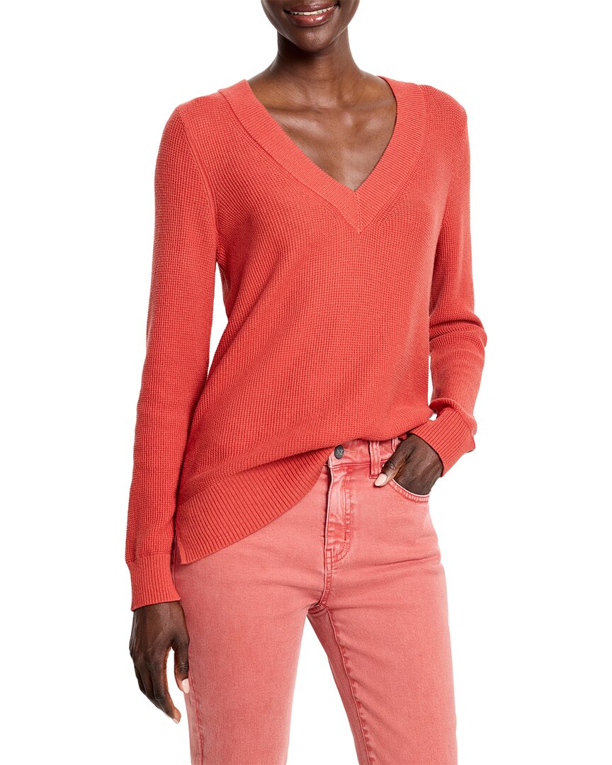 

NIC+ZOE Свитер с V-образным вырезом и узором "вафля" Nic + Zoe, красный