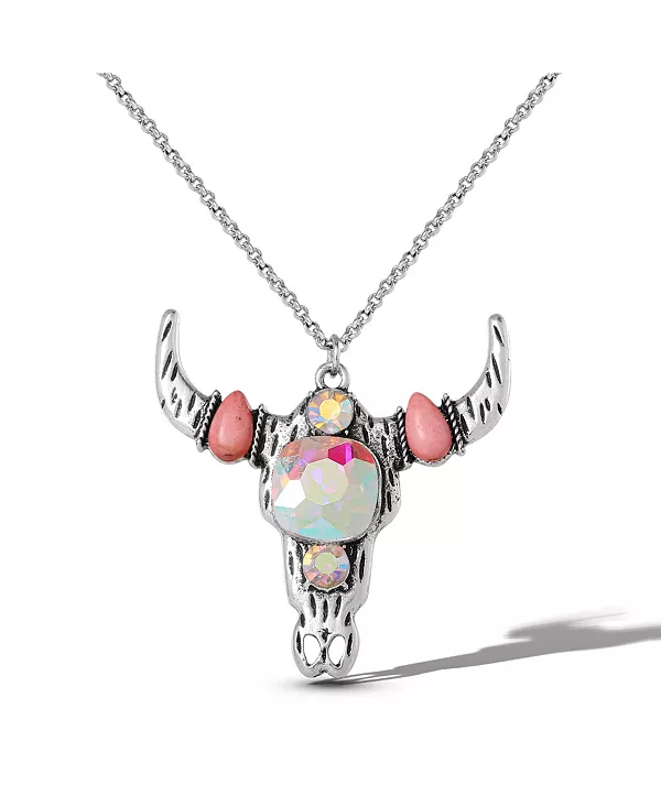 

Комплект из многослойного кулона из рога юго-запада и ожерелья из бисера Jessica Simpson, silver/coral