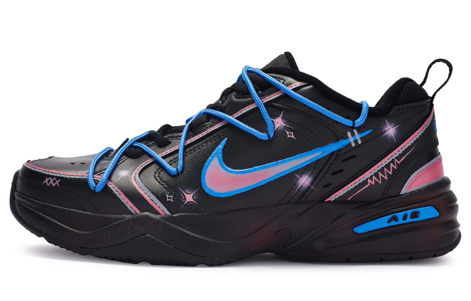 

Кроссовки Air Monarch 4 Chunky унисекс с низким верхом розового/синего цвета Nike, черный/розовый/синий