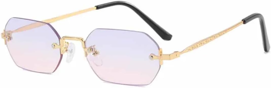 

Солнцезащитные очки с защитой UV400 | Маленькие безободковые, в стиле панк, металлические | для женщин и мужчин, для занятий спортом на открытом воздухе и вождения DSVIGF, Gold Gray Pink