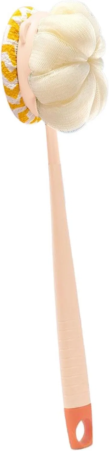Двусторонняя щетка для душа с длинной ручкой и люфой Generisch, Pink
