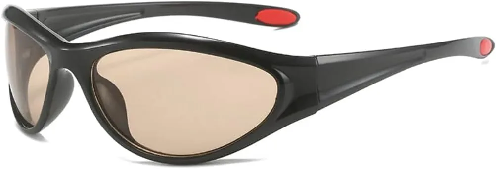 

Спортивные панк-очки с зеркальными линзами для женщин и мужчин, хип-хоп, роскошные, «кошачий глаз», защита от УФ-излучения UV400, овальные UATXTAU, Black Champagne