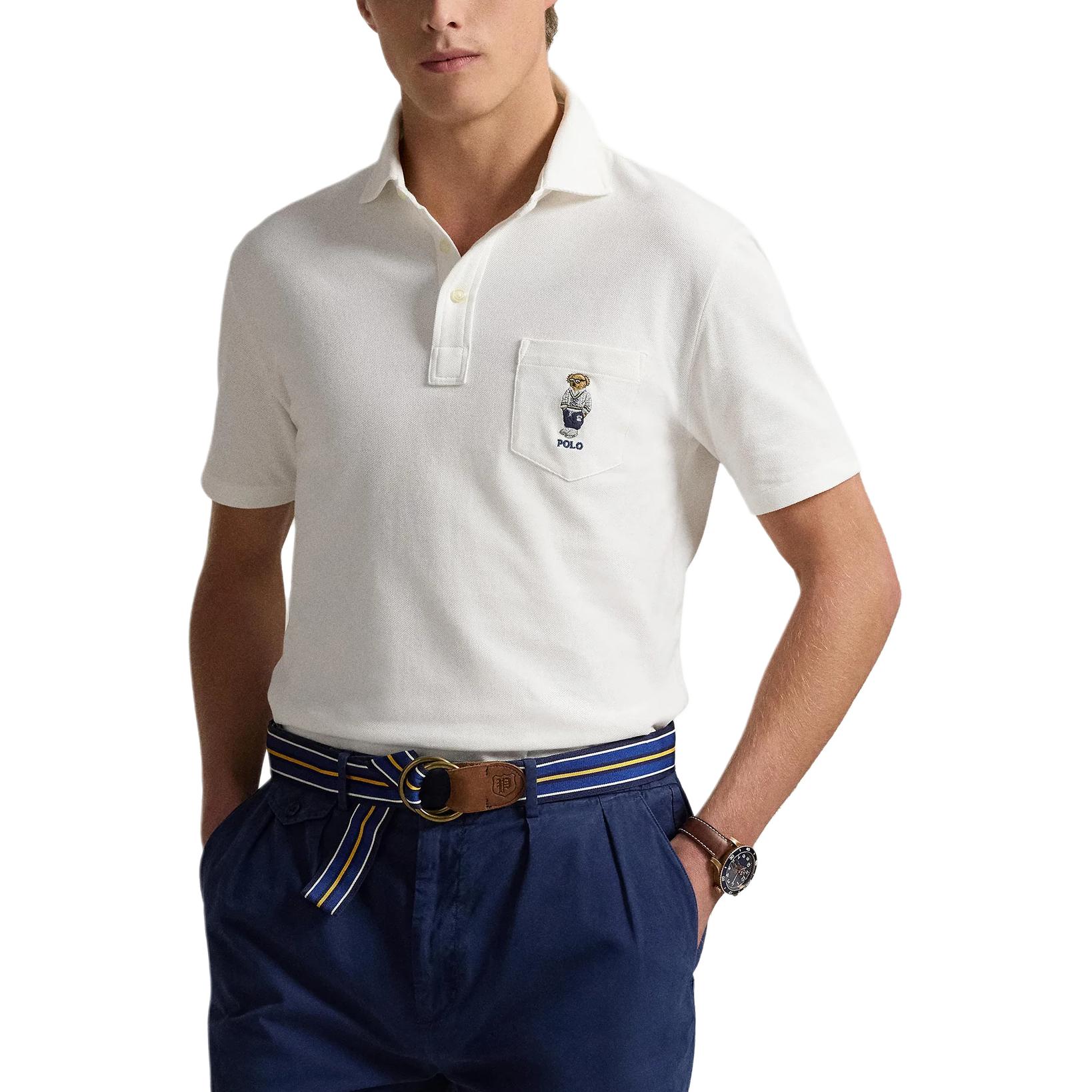Рубашка-поло Polo с нашивкой в виде медведя Polo Ralph Lauren, белый — фото 4