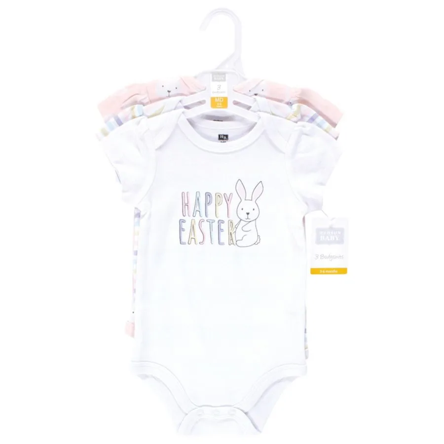 Комплект из 3 мягких хлопковых боди на каждый день Hudson Baby, easter bunny розовый — фото 4