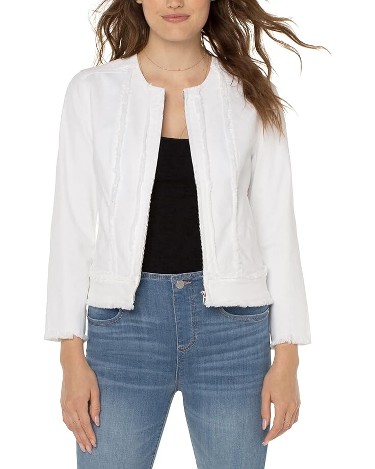 

Куртка Liverpool Los Angeles Frayed Zip with 3/4 Length Sleeves, цвет Bright White