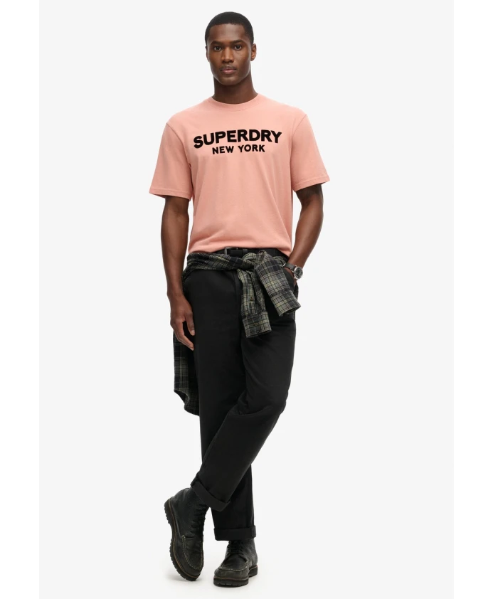 Спортивная футболка из коричневого хлопка, свободного кроя. Superdry, коричневый — фото 3