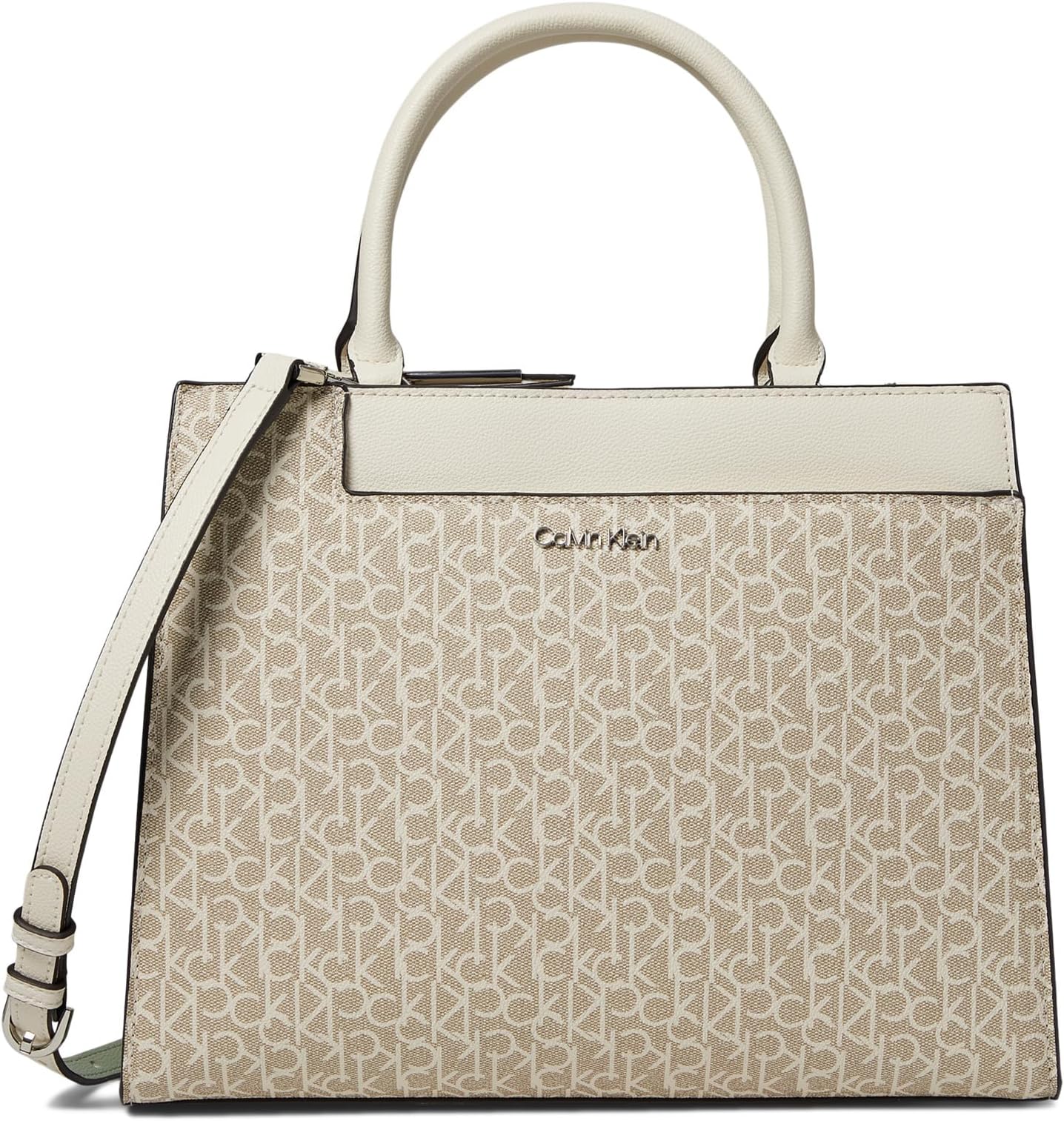 

Сумка Calvin Klein Edie Signature Satchel, цвет Khaki/Vanilla/White/Desert Sage