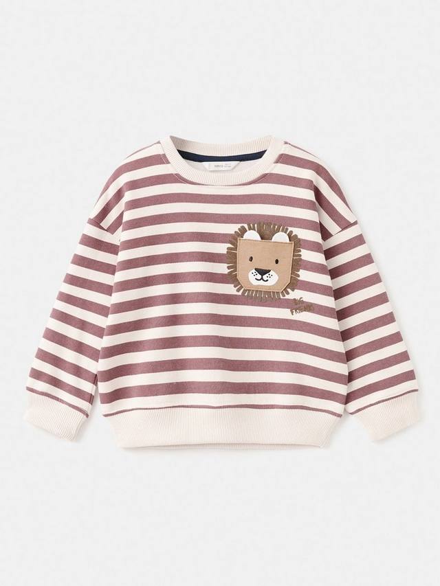 

Детский лонгслив в полоску из хлопкового микса Mango, Dark Red