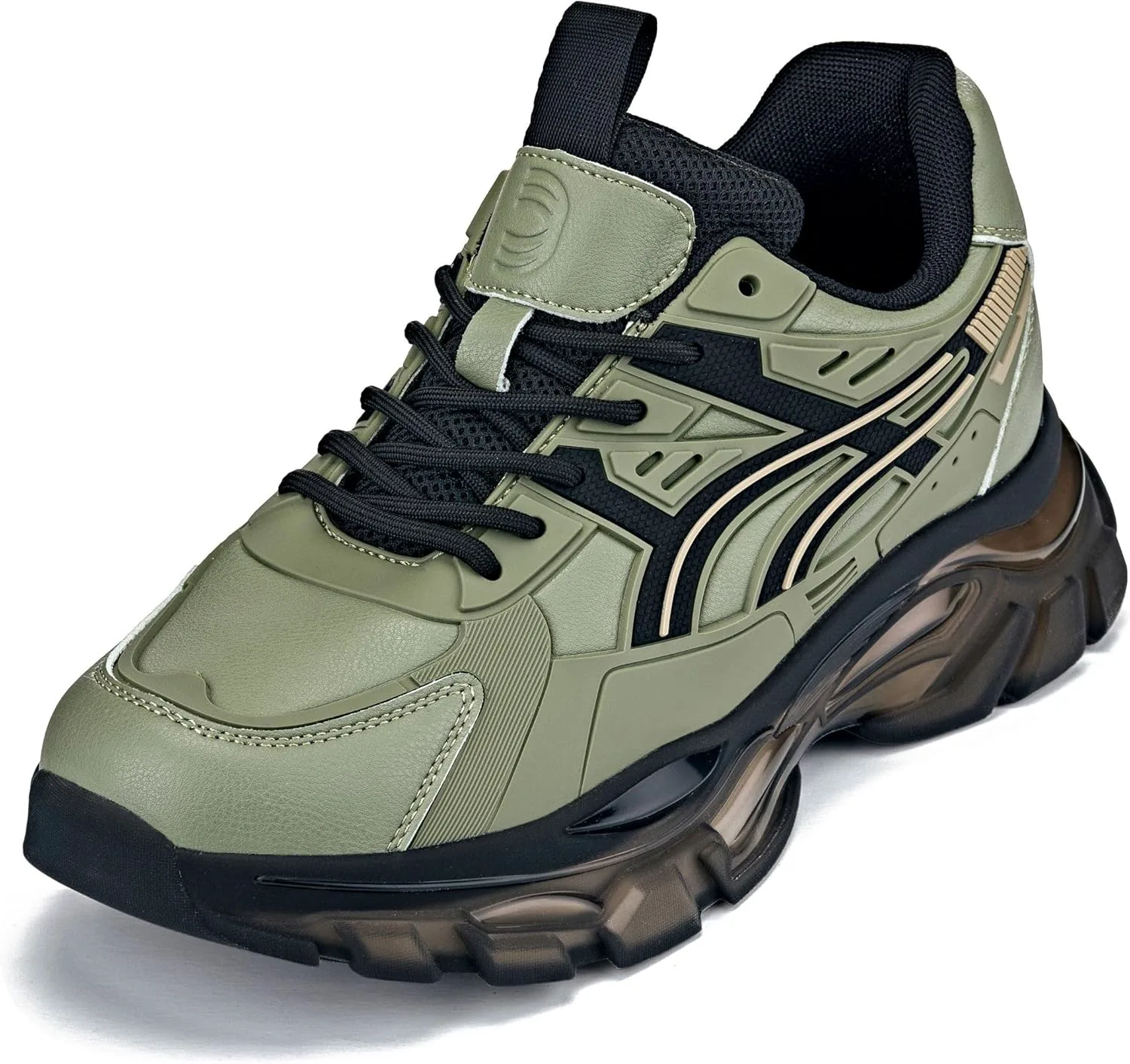 

Мужские невидимые обувные стельки CALTO для увеличения роста - белые/полупрозрачная белая подошва, массивная подошва, спортивные кроссовки на шнуровке - на 2,6 дюйма выше - S5285 - Размер 9 D(M) US No Brand, хаки