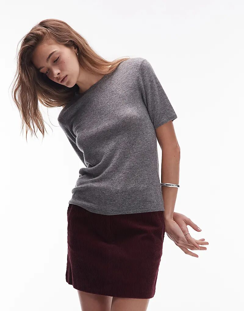 

Тонкий трикотажный топ ARKET в сером меланже