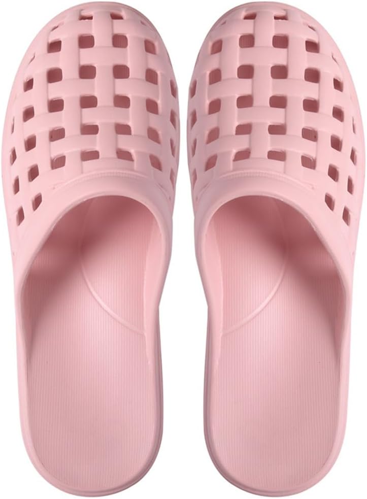 

Душевые шлепанцы с отверстиями для женщин и мужчин, пляжные сандалии, домашние тапочки, легкие слайд-сандалии, удобная нескользящая обувь для лета Hzxsny, розовый
