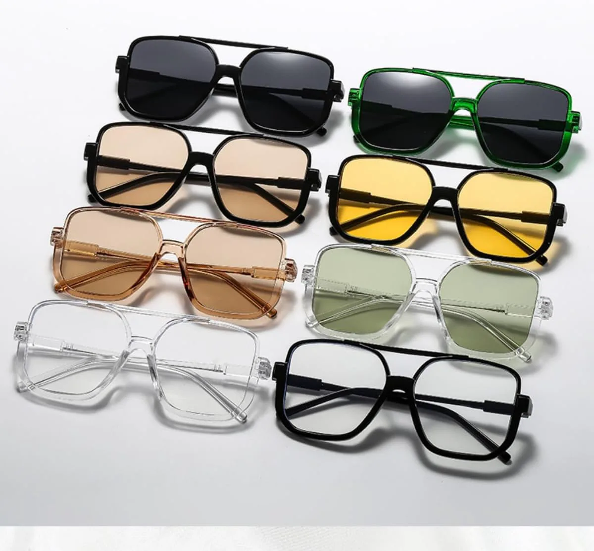 

4 пары ретро-солнцезащитных очков-авиаторов большого размера для женщин и мужчин, квадратные, полуободковые, в винтажном стиле 70-х годов ISIUINN, Orange