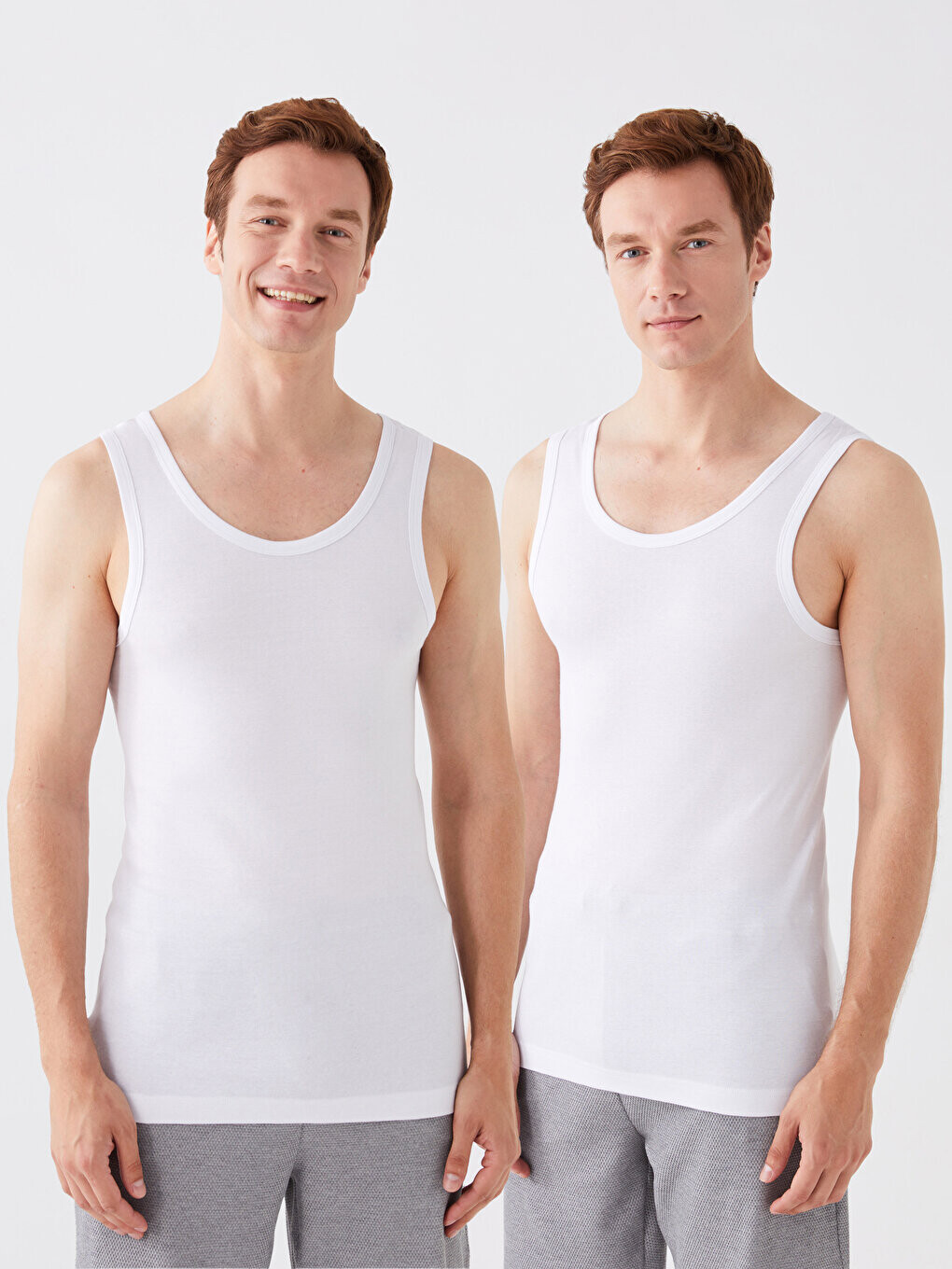 

Мужская нижняя рубашка из чесаного хлопка с U-образным вырезом, комплект из 2 штук LCW DREAM, оптический белый