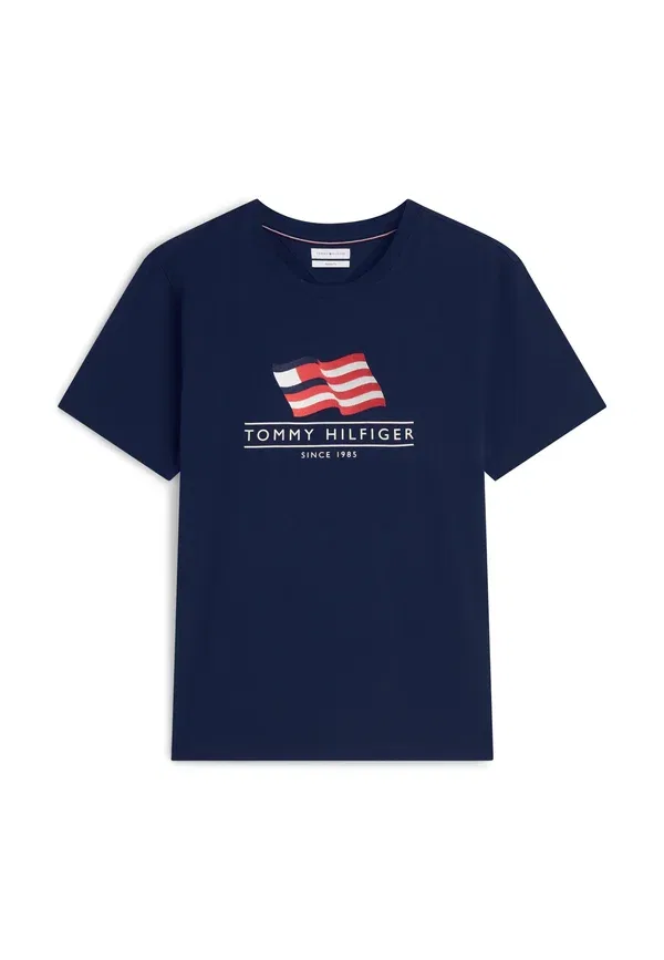 Футболка Tommy Hilfiger Main Flag Regular Tee Americana Capsule Print T-Shirt, угольно-синий — фото 4