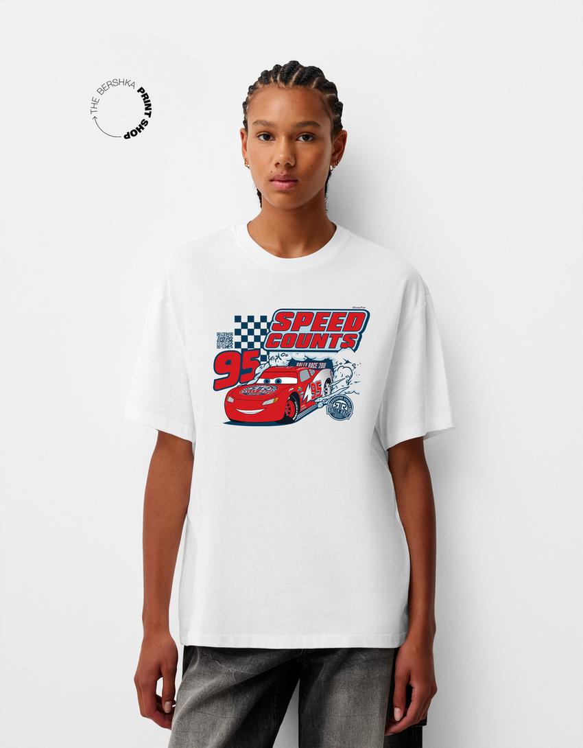 

Футболка с коротким рукавом Cars Wearable Art Bershka, белый