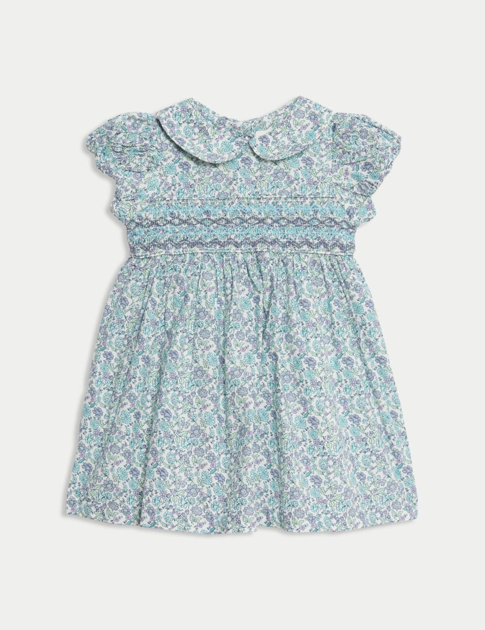 

Платье из чистого хлопка с цветочным принтом Marks & Spencer, синий