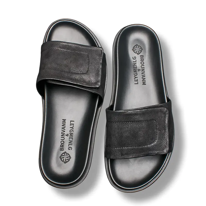 Скользоустойчивые шлепанцы на резиновой подошве Men's Black Brounvanm — фото 4